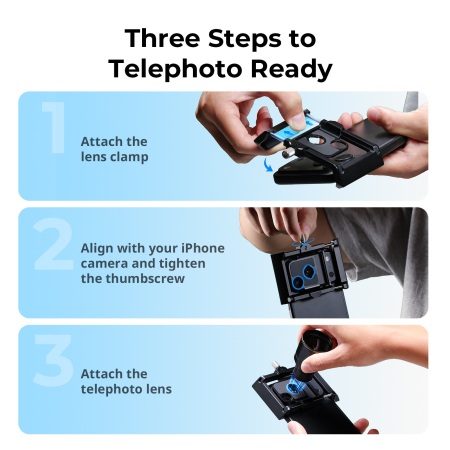SmallRig 6736 - teleobiektyw 3.5X z adapterem mocowania do iPhone 15 Pro / 16-18 Pro / 16-18 Pro Max - prosty montaż